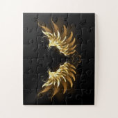 Golden Angel Wings auf schwarzem Hintergrund Puzzle (Vertikal)