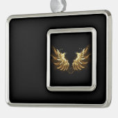 Golden Angel Wings auf schwarzem Hintergrund Rahmen-Ornament Silber (Links)