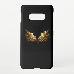 Golden Angel Wings auf schwarzem Hintergrund Samsung Galaxy S10E Hülle