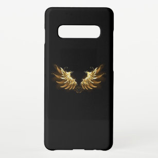 Golden Angel Wings auf schwarzem Hintergrund Samsung Galaxy S10+ Hülle