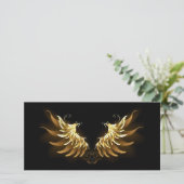 Golden Angel Wings auf schwarzem Hintergrund Save The Date (Stehend Vorderseite)