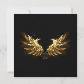 Golden Angel Wings auf schwarzem Hintergrund Save The Date (Vorderseite)