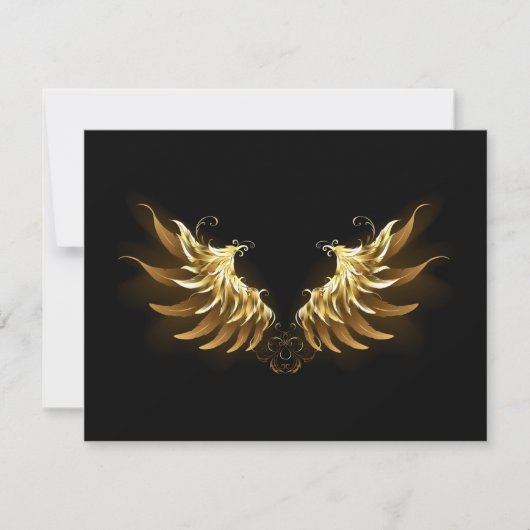Golden Angel Wings auf schwarzem Hintergrund Save The Date (Vorderseite)