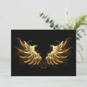 Golden Angel Wings auf schwarzem Hintergrund Save The Date (Stehend Vorderseite)