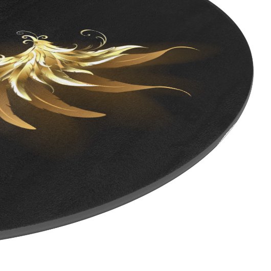 Golden Angel Wings auf schwarzem Hintergrund Schneidebrett (Ecke)