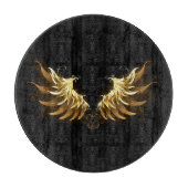 Golden Angel Wings auf schwarzem Hintergrund Schneidebrett (Vorderseite)