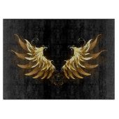 Golden Angel Wings auf schwarzem Hintergrund Schneidebrett (Vorderseite)