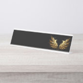 Golden Angel Wings auf schwarzem Hintergrund Schreibtischnamensplakette (Vorderseite )