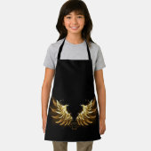 Golden Angel Wings auf schwarzem Hintergrund Schürze (Insitu)