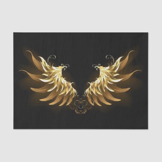 Golden Angel Wings auf schwarzem Hintergrund Seidenpapier (Vorderseite)