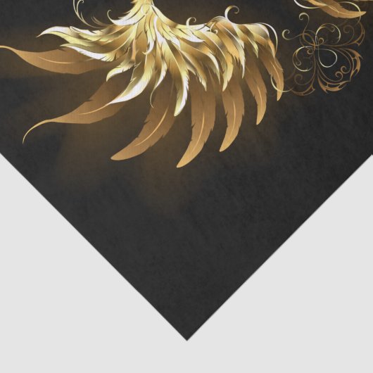 Golden Angel Wings auf schwarzem Hintergrund Seidenpapier (Ausschnitt)