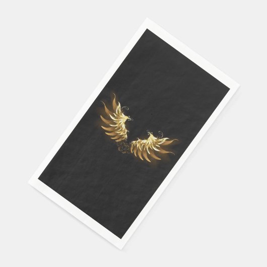 Golden Angel Wings auf schwarzem Hintergrund Serviette (Ecke)