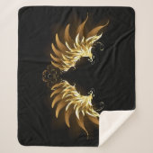 Golden Angel Wings auf schwarzem Hintergrund Sherpadecke (Vorderseite)