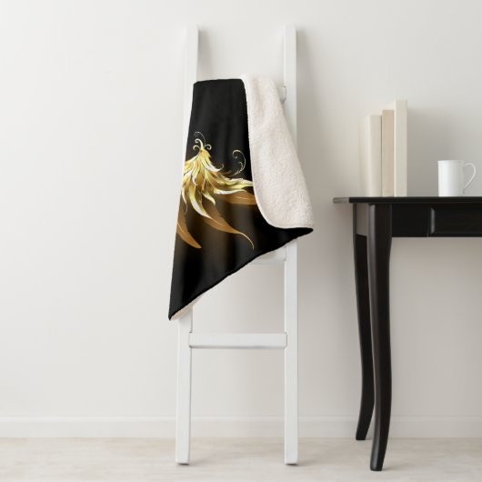 Golden Angel Wings auf schwarzem Hintergrund Sherpadecke (Beispiel)