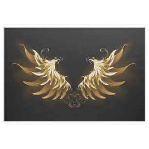 Golden Angel Wings auf schwarzem Hintergrund Stoff