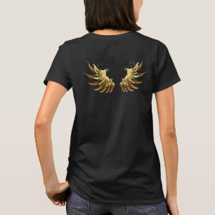 Golden Angel Wings auf schwarzem Hintergrund T-Shirt