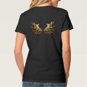 Golden Angel Wings auf schwarzem Hintergrund T-Shirt
