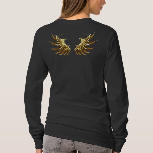 Golden Angel Wings auf schwarzem Hintergrund T-Shirt (Rückseite)