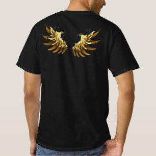 Golden Angel Wings auf schwarzem Hintergrund T-Shirt