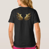 Golden Angel Wings auf schwarzem Hintergrund T-Shirt (Rückseite)