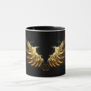 Golden Angel Wings auf schwarzem Hintergrund Tasse