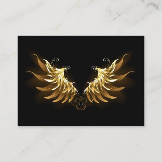 Golden Angel Wings auf schwarzem Hintergrund Telefonnummerkarte (Vorderseite)