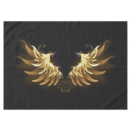 Golden Angel Wings auf schwarzem Hintergrund Tischdecke (Vorderseite (Horizontal))
