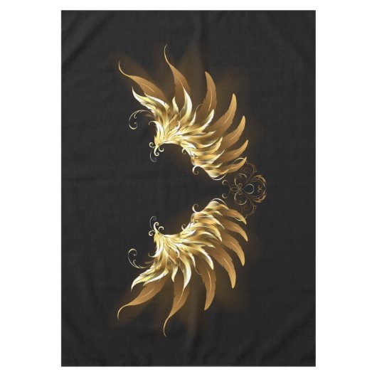 Golden Angel Wings auf schwarzem Hintergrund Tischdecke (Vorderseite)