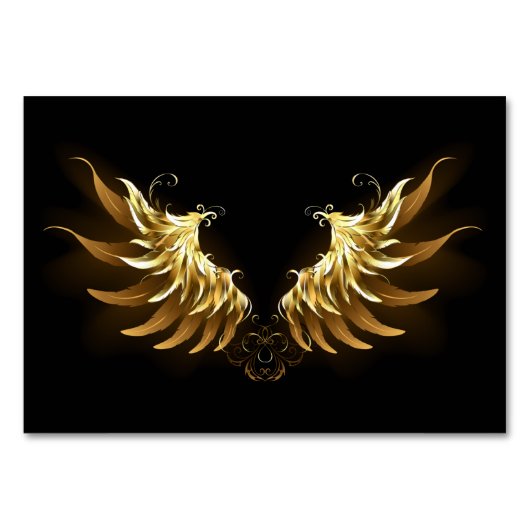 Golden Angel Wings auf schwarzem Hintergrund Tischnummer (Vorderseite)