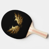 Golden Angel Wings auf schwarzem Hintergrund Tischtennis Schläger (Seitenansicht)