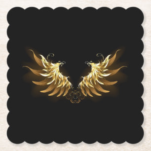Golden Angel Wings auf schwarzem Hintergrund Untersetzer