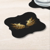 Golden Angel Wings auf schwarzem Hintergrund Untersetzer (angewinkelt)