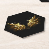 Golden Angel Wings auf schwarzem Hintergrund Untersetzer (angewinkelt)