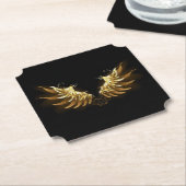 Golden Angel Wings auf schwarzem Hintergrund Untersetzer (angewinkelt)
