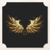 Golden Angel Wings auf schwarzem Hintergrund Untersetzer (Vorderseite)