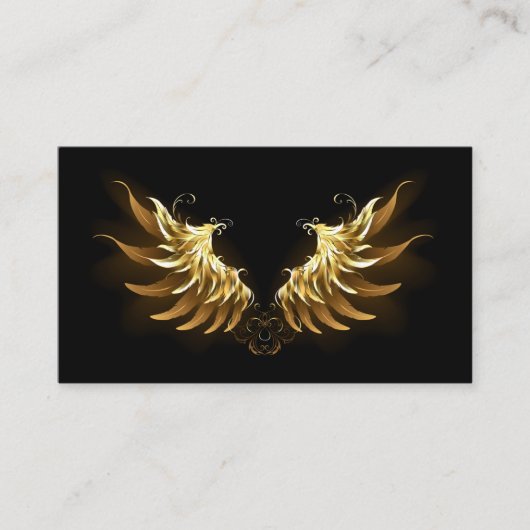 Golden Angel Wings auf schwarzem Hintergrund Visitenkarte (Vorderseite)