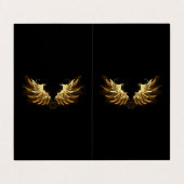 Golden Angel Wings auf schwarzem Hintergrund Visitenkarten (Außenseite Aufgefaltet)