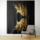 Golden Angel Wings auf schwarzem Hintergrund Wandteppich (Beispiel)