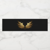 Golden Angel Wings auf schwarzem Hintergrund Wasserflaschenetikett (Einzelnes Label)