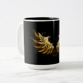 Golden Angel Wings auf schwarzem Hintergrund Zweifarbige Tasse (Vorderseite Links)
