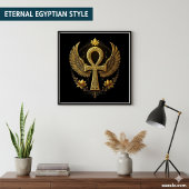 Golden Ankh Wings | Ägyptische Symbolkunst Poster
