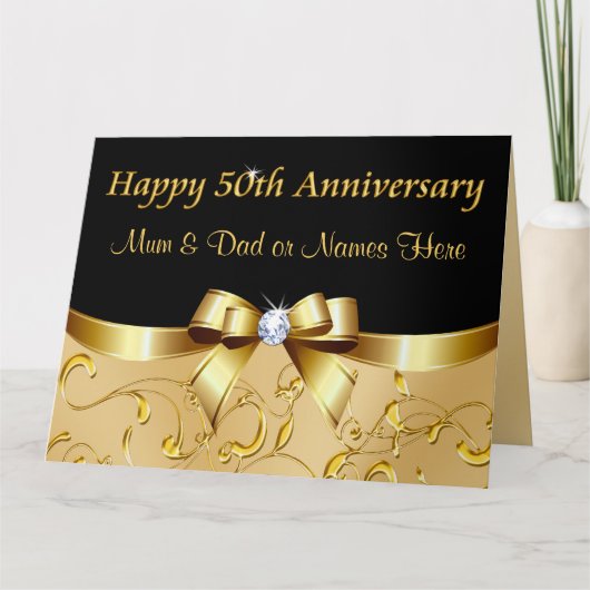 Golden Anniversary Cards for Mum and Dad YOUR TEXT Karte (Vorderseite)