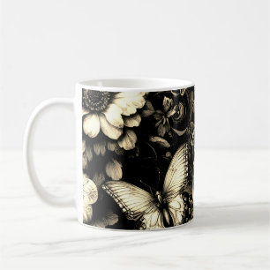 Golden Antique Bloral mit Schmetterlingen Kaffeetasse