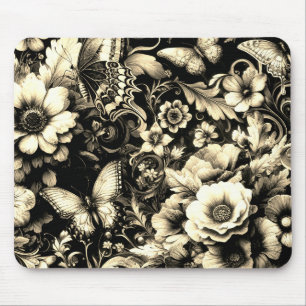 Golden Antique Bloral mit Schmetterlingen Mousepad
