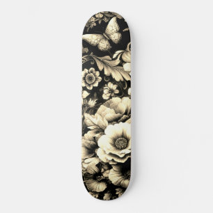 Golden Antique Bloral mit Schmetterlingen Skateboard