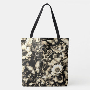 Golden Antique Bloral mit Schmetterlingen Tasche