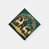 Golden Antler-Hain – Schneeflocken-Bogen Serviette (Ecke)