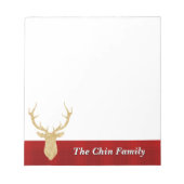 Golden Antlers, rot Kariert | Notepad Notizblock (Vorderseite)