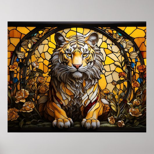 *~* Golden AP68 TIGER Fantasy Stainglas 5:4 Poster (Vorne)