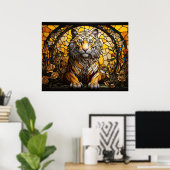 *~* Golden AP68 TIGER Fantasy Stainglas 5:4 Poster (Heimbüro)